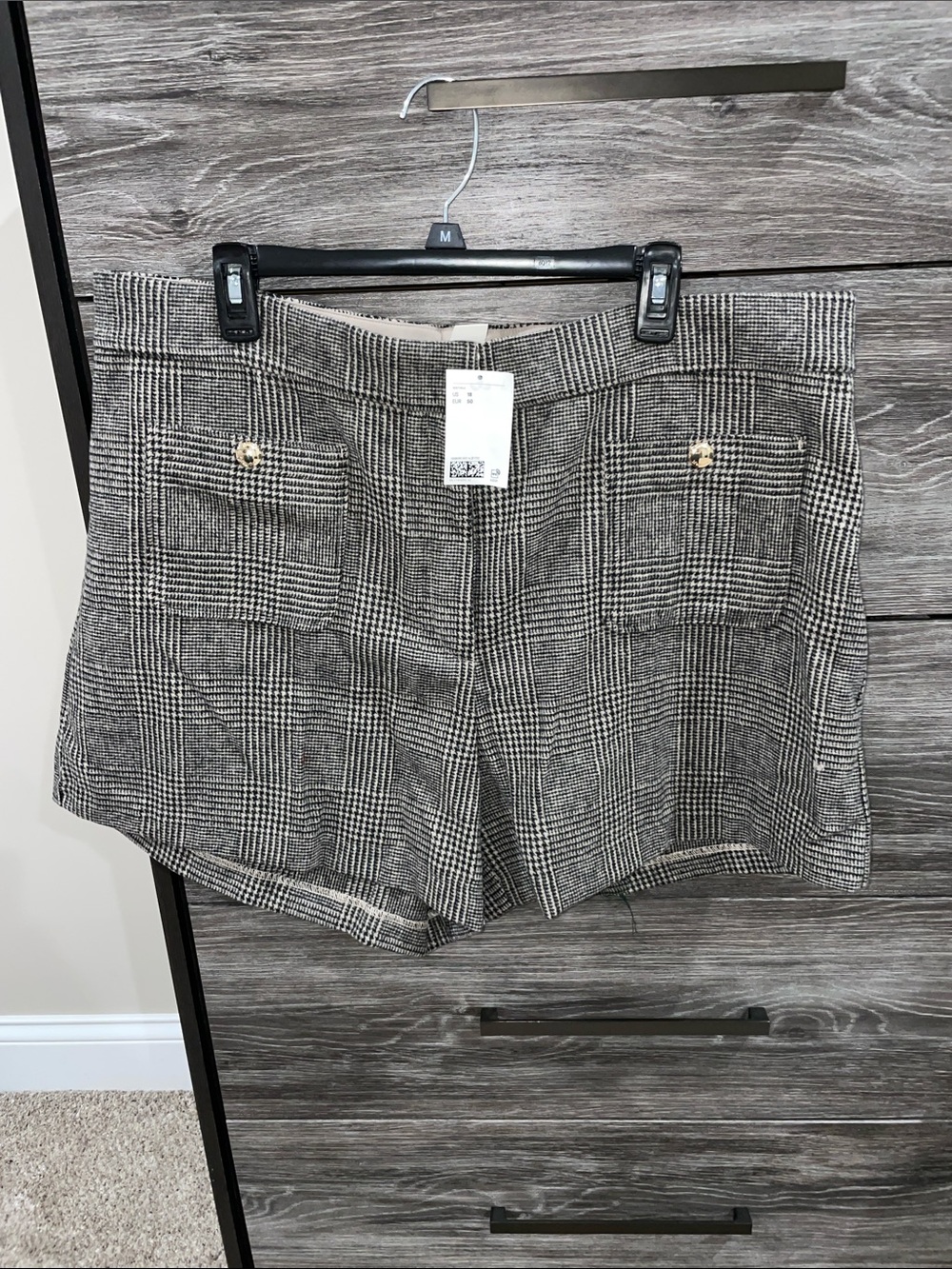H&M Black and White Glen Plaid Bermuda Shorts